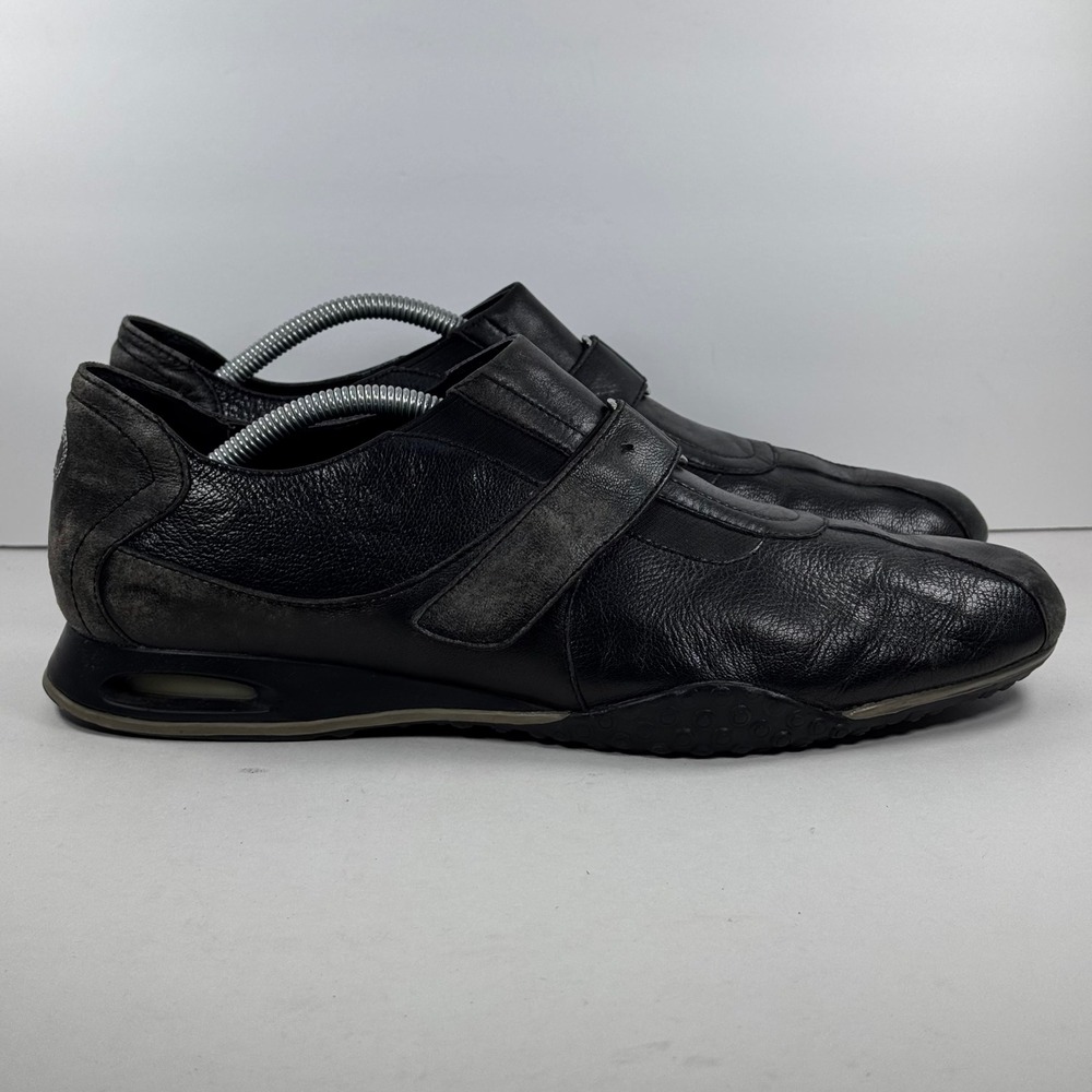 Cole Haan Nike Air Black Leather Suede Strap Slip On Sneakers Mens 13M C03582